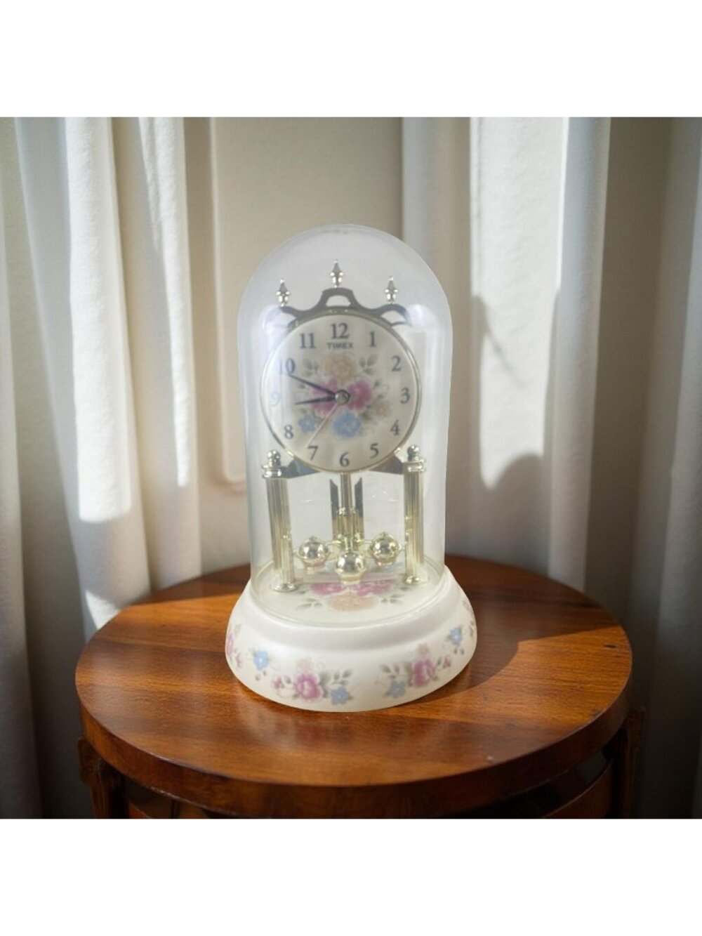 Vintage Timex Anniversary Clock with Glass Dome - Doesn't Work - Cottagecore Cha